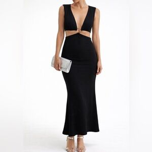Cinq a Sept Black Cut Out Mermaid Evening Gown Size OO